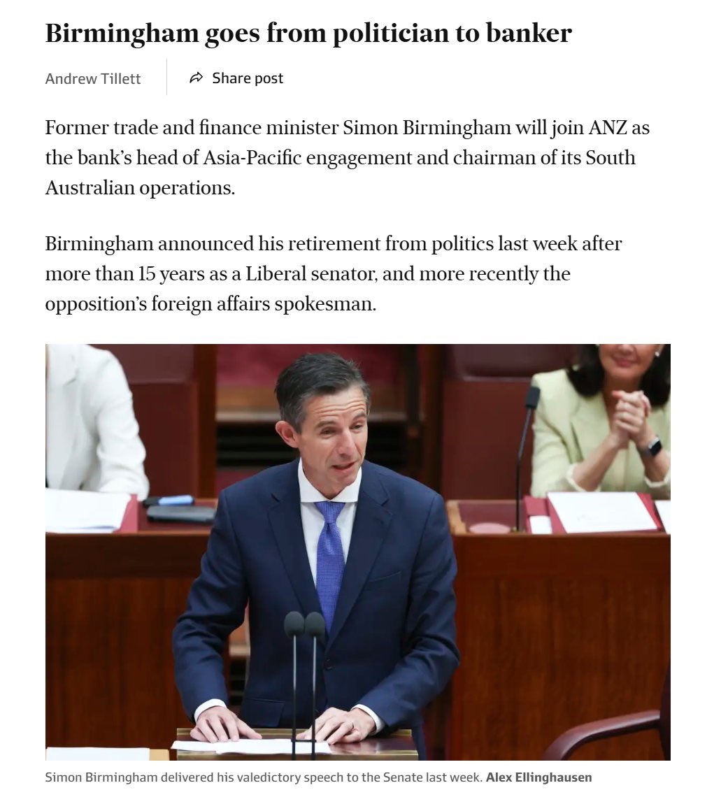 NickMcKim's tweet photo. He hasn’t even left Parliament yet and he’s already landed a plum corporate gig for a major bank that has given his party nearly $800,000 in donations in the past decade. It’s a big club and you’re not in it. https://t.co/0QHOQLTWwM