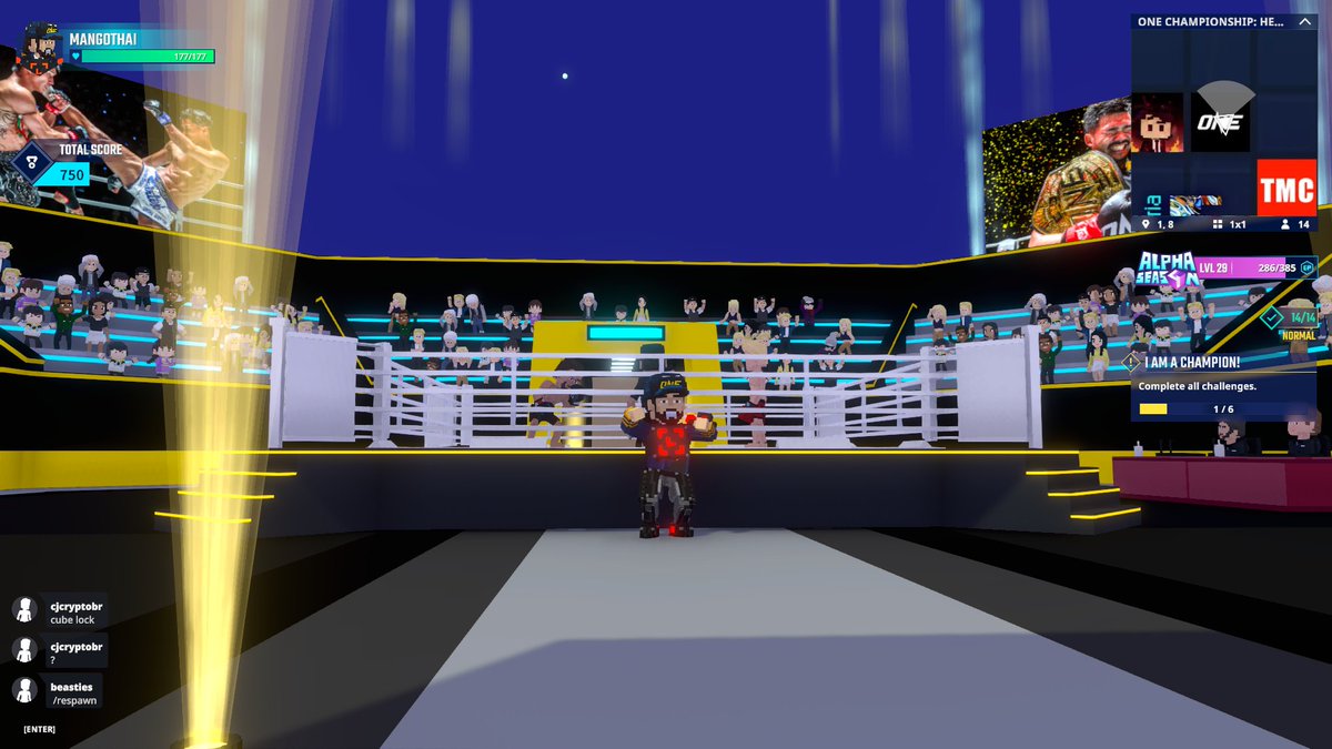 janova2014's tweet photo. Entering the @ONEChampionship Stadium in Hero's Quest @TheSandboxGame. Time to become a legend! 🏟️🦸 https://t.co/ph8IhJyEeX #TheSandbox #AlphaSeason4 #AS4SocialChallenge https://t.co/mF6oU6TGmD