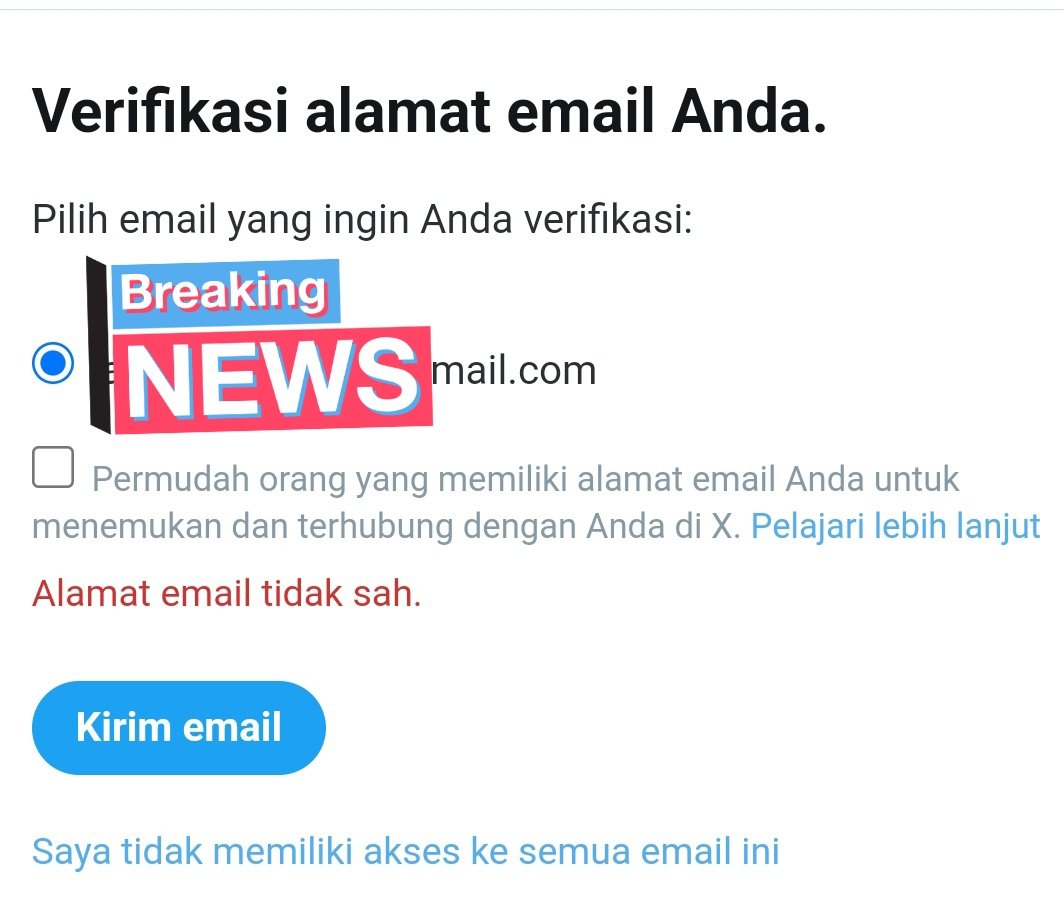 kalo twt kaya gini knp ya?😥 pdhl emailnya bener dan aktif tapi katanya alamat email tidak sah🤧