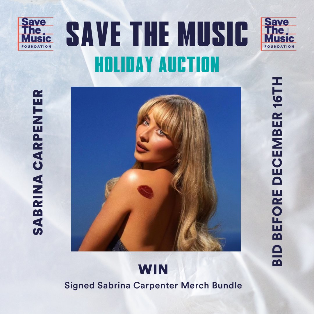 savethemusicfdn's tweet photo. Don’t miss our auction of the year, LIVE until December 16th! Bid on exclusive experiences and items from artists like @SabrinaAnnLynn,  @johnlegend,  @GreenDay, and more! Every winning bid helps support #musiceducation programs for students nationwide! https://t.co/tF90kKQ3HM https://t.co/o7Skxp7szi