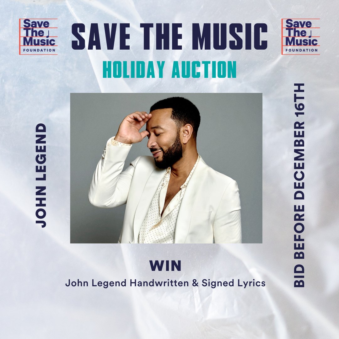 savethemusicfdn's tweet photo. Don’t miss our auction of the year, LIVE until December 16th! Bid on exclusive experiences and items from artists like @SabrinaAnnLynn,  @johnlegend,  @GreenDay, and more! Every winning bid helps support #musiceducation programs for students nationwide! https://t.co/tF90kKQ3HM https://t.co/o7Skxp7szi