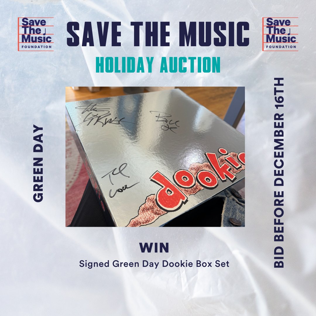 Save The Music (@savethemusicfdn) on Twitter photo Donβt miss our auction of the year, LIVE until December 16th! Bid on exclusive experiences and items from artists like <a href="/SabrinaAnnLynn/">Sabrina Carpenter</a>, <a href="/johnlegend/">John Legend</a>, <a href="/GreenDay/">Green Day</a>, and more! Every winning bid helps support #musiceducation programs for students nationwide! bit.ly/3TAosqG Donβt miss our auction of the year, LIVE until December 16th! Bid on exclusive experiences and items from artists like <a href="/SabrinaAnnLynn/">Sabrina Carpenter</a>, <a href="/johnlegend/">John Legend</a>, <a href="/GreenDay/">Green Day</a>, and more! Every winning bid helps support #musiceducation programs for students nationwide! bit.ly/3TAosqG