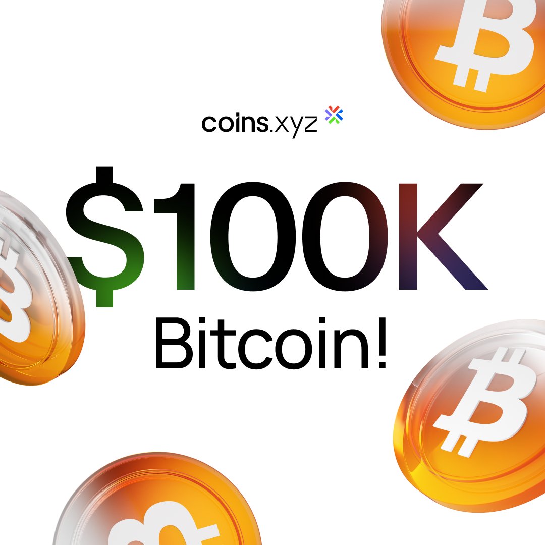 coinsxyz_'s tweet photo. $100,000 BITCOIN ๐๐
The milestone we have been waiting for is finally here!
Ready for the next price target? ๐ฏ
Ride the wave now at https://t.co/L24SRm6agn ๐https://t.co/KfsyMITxRx
#bitcoin #BTC #btc100k #pricepump #cryptocurrency $BTC @Bitcoin https://t.co/Mr9ZBN8hiY