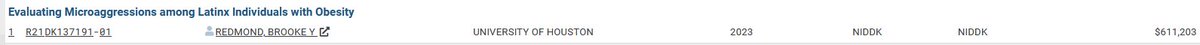 3/
The National Institute of Diabetes and Digestive and Kidney Diseases spent $611,203 "Evaluating Microaggressions among Latinx Individuals with Obesity"

Read that again.
