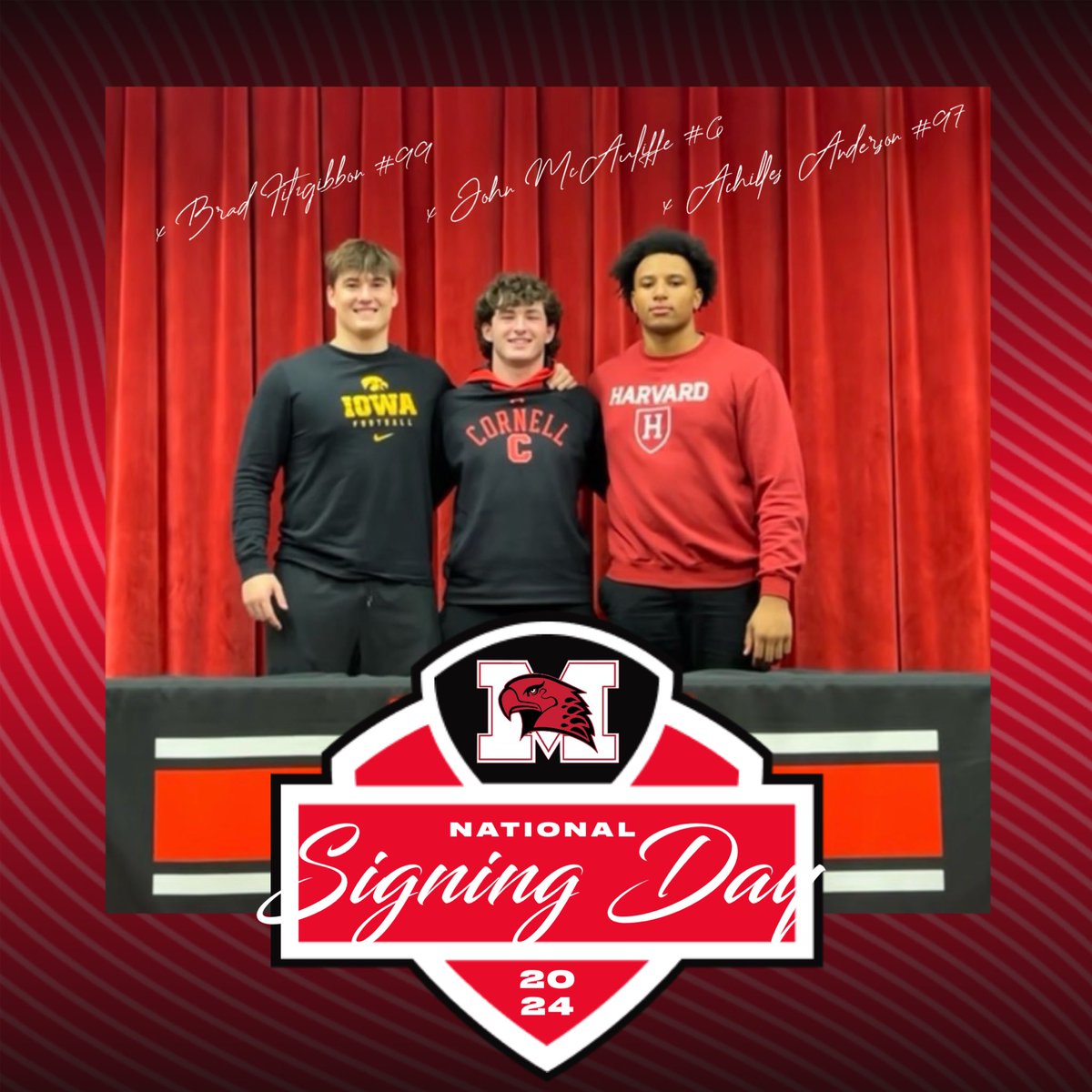 Marist Football (@redhawkfb) on Twitter photo π¨π¨π¨ SIGNED! π¨π¨π¨
We are incredibly proud of our young men who signed their commitment to continue their football and academic careers at the next level!
Brad Fitzgibbon - University of Iowa
John McAuliffe - Cornell University
Achilles Anderson - Harvard University π¨π¨π¨ SIGNED! π¨π¨π¨
We are incredibly proud of our young men who signed their commitment to continue their football and academic careers at the next level!
Brad Fitzgibbon - University of Iowa
John McAuliffe - Cornell University
Achilles Anderson - Harvard University