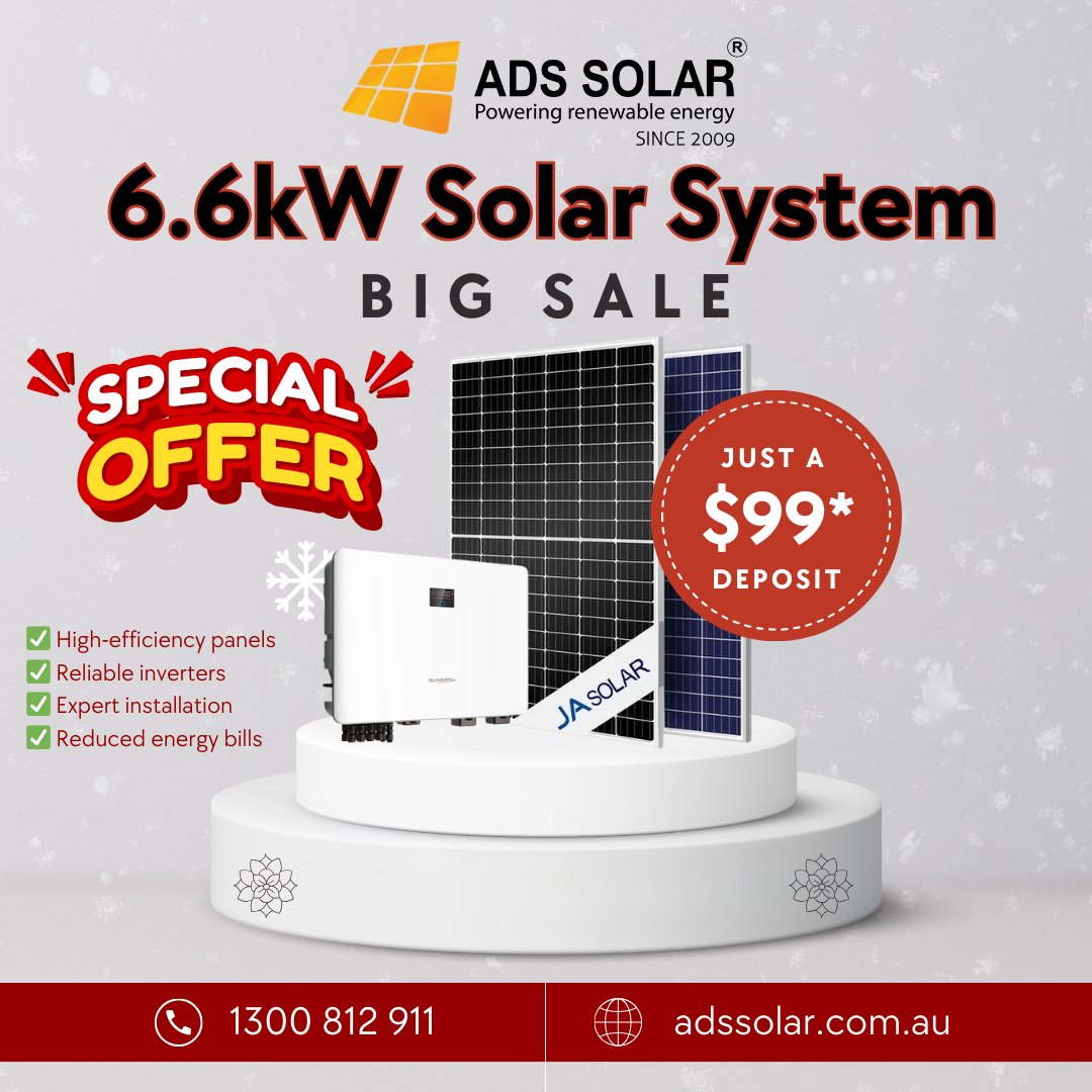 ADSSolar's tweet photo. 🌞 Power Your Home with the Sun! 🌞
Looking for an Affordable 6.6kW Solar System in Sydney? 🌏 Switch to ADS Solar and enjoy
https://t.co/KTcnXJIF5e
#SolarSystemSydney #AffordableSolar #ADSSolar #RenewableEnergy #SolarSavings https://t.co/UynPaDrW8v