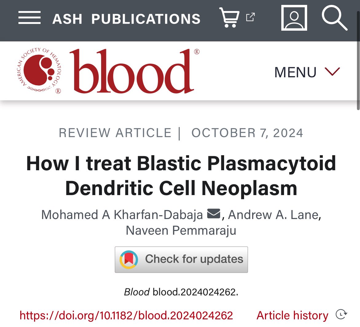 Naveen Pemmaraju, MD (@doctorpemm) on Twitter photo 👉👉👉How I Treat #BPDCN <a href="/ASH_hematology/">ASH</a> <a href="/BloodJournal/">Blood Journal</a> <a href="/MKD_BMT/">Mohamed Kharfan-Dabaja, MD, MBA</a> <a href="/lane_andy/">Andy Lane</a> <a href="/doctorpemm/">Naveen Pemmaraju, MD</a> | #ASH24 #leusm ||
ashpublications.org/blood/article-… 👉👉👉How I Treat #BPDCN <a href="/ASH_hematology/">ASH</a> <a href="/BloodJournal/">Blood Journal</a> <a href="/MKD_BMT/">Mohamed Kharfan-Dabaja, MD, MBA</a> <a href="/lane_andy/">Andy Lane</a> <a href="/doctorpemm/">Naveen Pemmaraju, MD</a> | #ASH24 #leusm ||
ashpublications.org/blood/article-…
