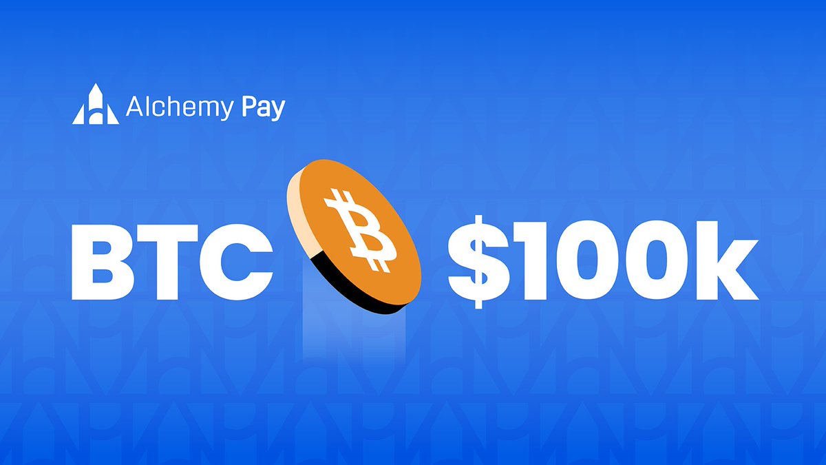 AlchemyPay's tweet photo. $BTC hits $100,000! 🎉🚀

We're throwing a party for this historic moment, and the entry fee? ZERO! 
With #AlchemyPay's 0 ramp fee campaign, it's the best time to hop on the #Bitcoin train. All aboard! 🚂💸
On-ramp today and ride the wave: https://t.co/X263ArkDw7

#100k $BTC $ACH https://t.co/bf8ustc64w