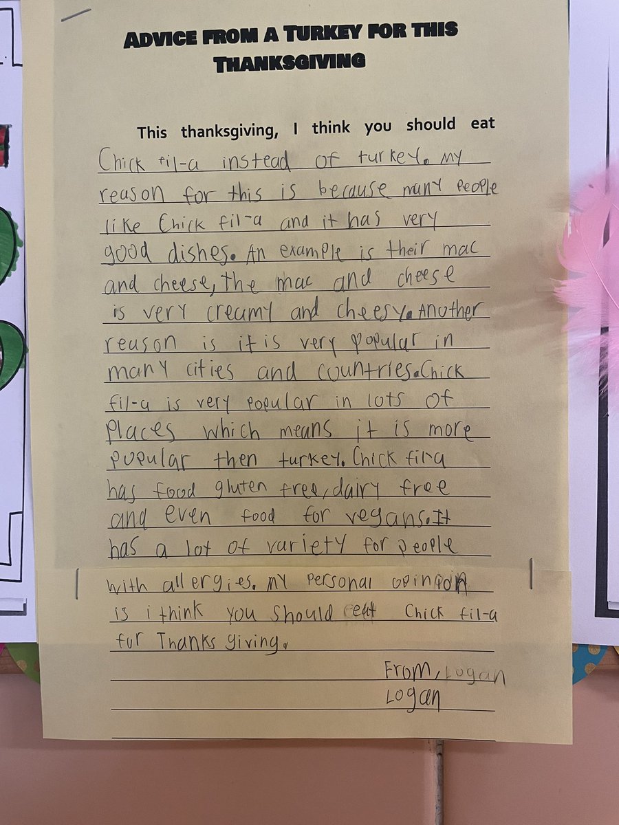 Our annual Turkey Disguise project was a hit this year! We created some fun designs and wrote persuasive paragraphs convincing people to eat something other than turkey this year! 🦃🧡 <a href="/MrsSiebenChris/">Mrs. Sieben-Christensen</a> #WeAreBethpage