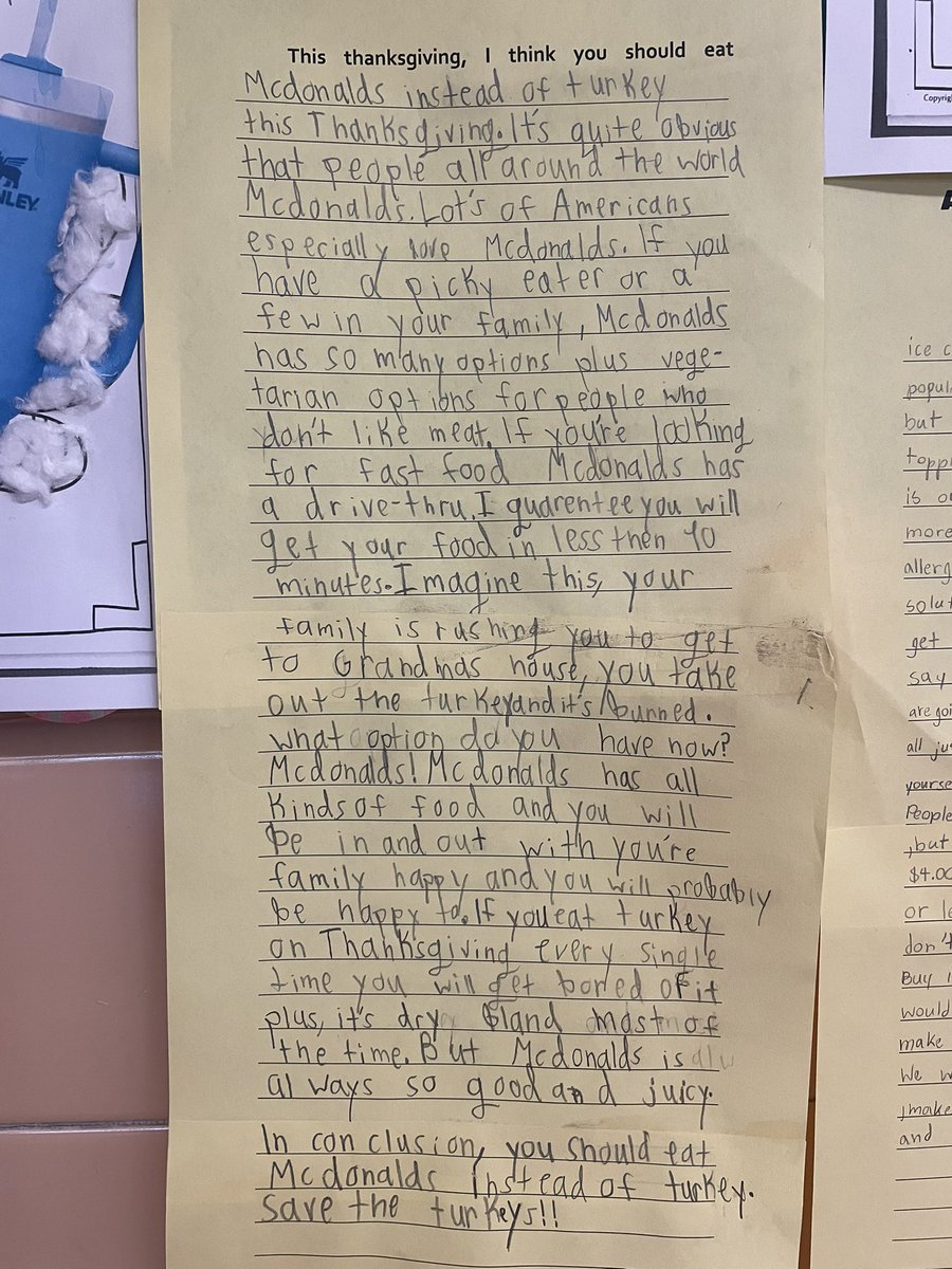 MDzSabatini's tweet photo. Our annual Turkey Disguise project was a hit this year! We created some fun designs and wrote persuasive paragraphs convincing people to eat something other than turkey this year! 🦃🧡 @MrsSiebenChris #WeAreBethpage https://t.co/91v620joP5