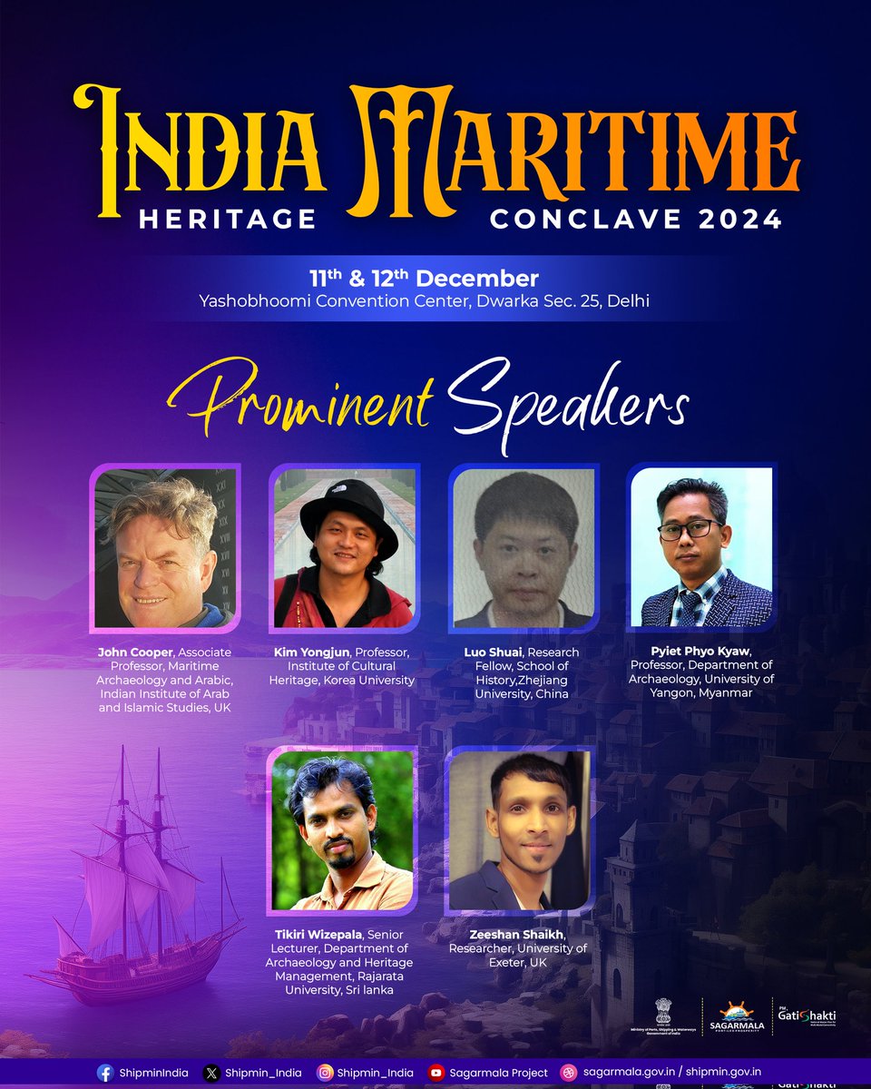 shipmin_india's tweet image. The India Maritime Heritage Conclave by MoPSW is a gateway to understand India’s remarkable journey as a maritime nation. Hear from prominent global speakers.

🗓️ Date: 11-12 December
📍 Venue: Hall Number 2C, Yashobhoomi, Dwarka, Delhi
#IMHC
@NMHC_Lothal
@IPRCL_Mumbai