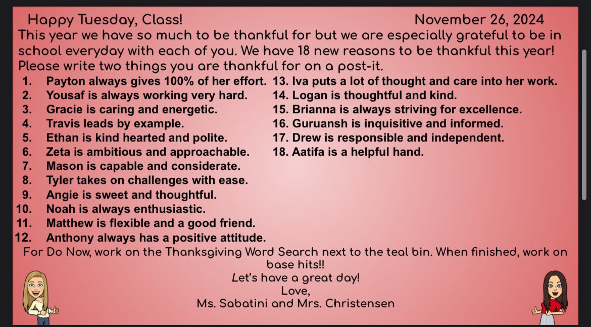 18 new reasons to be thankful this year🧡❤️ Grateful for TEAM SC each and every day! <a href="/MrsSiebenChris/">Mrs. Sieben-Christensen</a> #WeAreBethpage <a href="/CBS_Bethpage/">Central Boulevard Elementary School</a>
