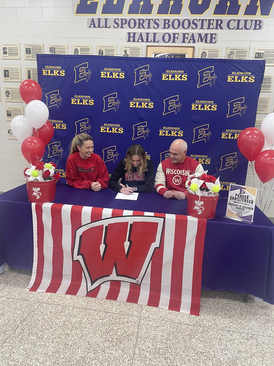 EAHSElks's tweet photo. Congratulations Abe (UW-La Crosse-baseball), Brett (UW-Oshkosh-football),and Parker (UW-Madison-tennis) on your signings today.  #goelks https://t.co/DFA76lWGz3