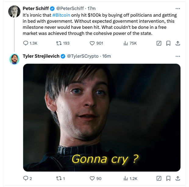 Best "bad loser" tweet and reply. #btc