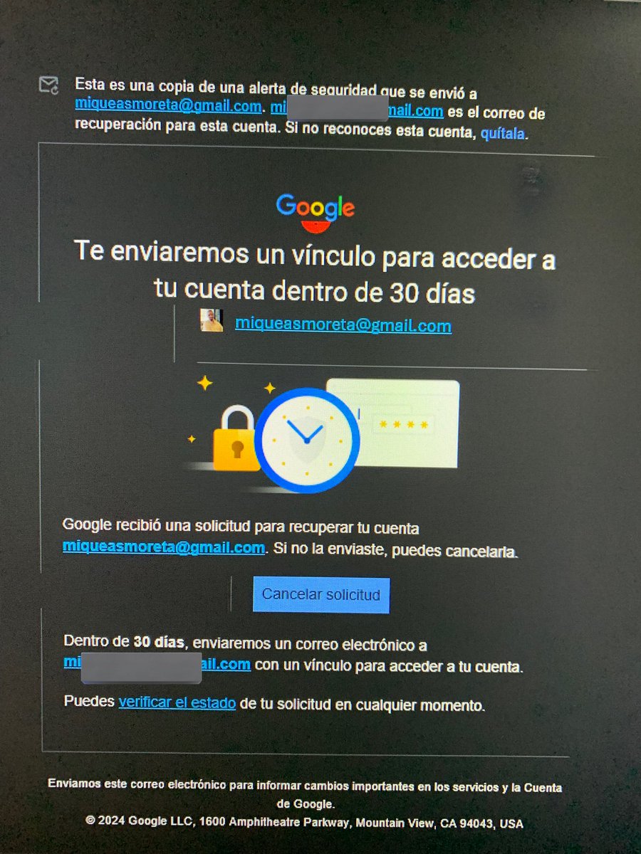 mikemoreta's tweet photo. @Google @gmail @YouTube is there a faster way to get back my account after been hacked. I try phone number, google Authenticator and the security codes for back up and the only one and can use is the back up email but it says I need to wait 30 days. That is crazy! https://t.co/baF7AU5XbS