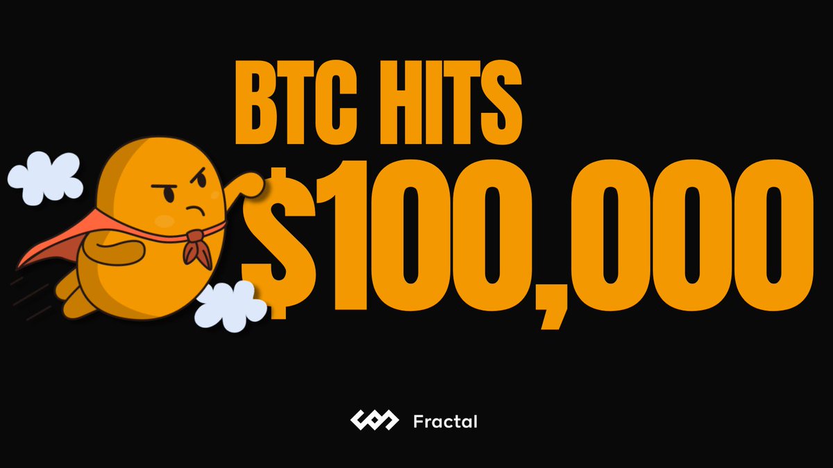fractal_bitcoin's tweet photo. 🎉 #Bitcoin hits $100K! 🎉

A major milestone for the crypto community and our entire ecosystem! 🙌🔥

We're thrilled to share this historic milestone with our incredible Fractal Fam.

Here’s to more growth and innovation ahead! 💥 Let's keep building and shaping the future! 🌍 https://t.co/8VFh72TjqG