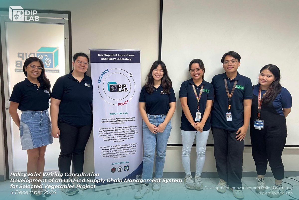 diplab_uplb's tweet photo. #DIPLabUpdates

On 4 December 2024, the project team for the DOST PCAARRD-funded initiative, "Development of an LGU-Led Supply Chain Management System for Selected Vegetables," consulted with the #DIPLabUPLB team on drafting their policy brief.
#policybrief #supplychainmanagement https://t.co/rYxPN5Ewf5