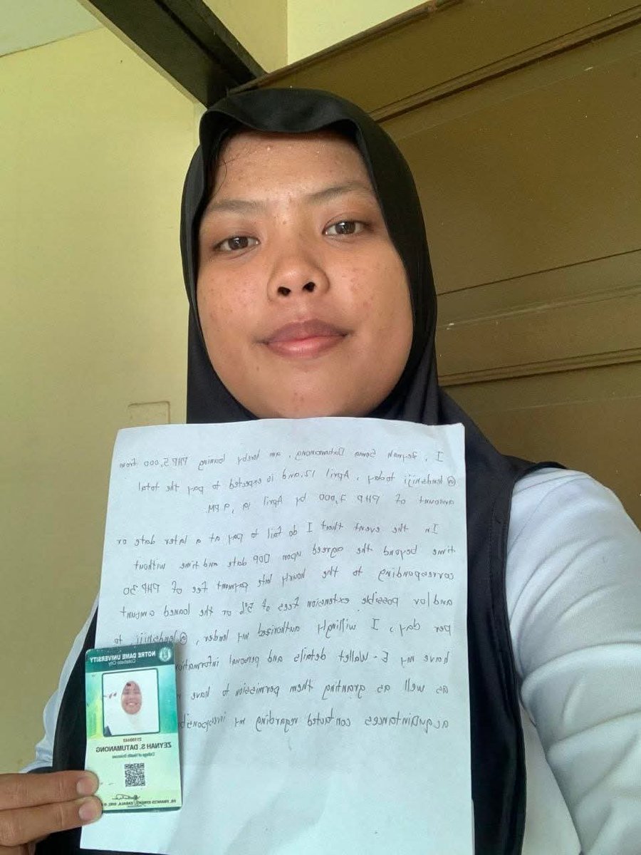 backupniji's tweet photo. exposing bogus debtor

name: Zeynah Sema Datumanong 
supposed DOP: April 19, 9 PM 
pending balance: PHP 5,000 capital amount

i will only be taking this down upon receiving full payment. https://t.co/WnHv6turOE