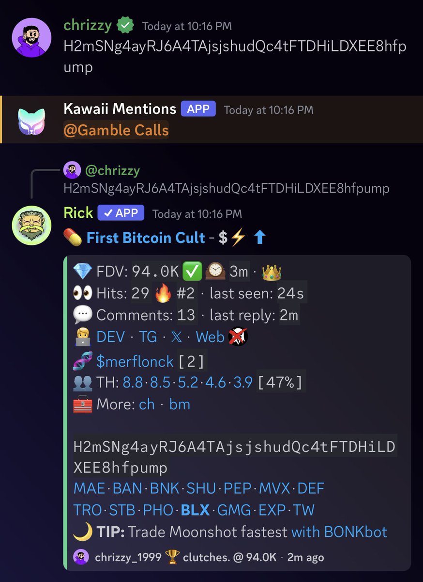 When <a href="/chrizzy/"></a> and Clutches call it you know it’s going to be a runner 🏃 

$⚡️
94K >>> 4M in 10 minutes 
Insanity 

Only in Kawaii 🗣️

🔗: discord.gg/kawaiilabs
