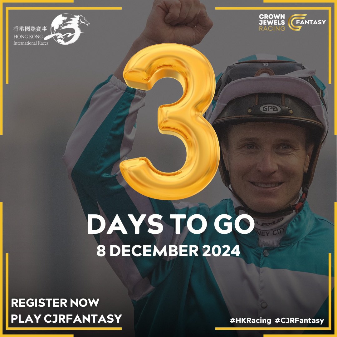 3️⃣ Days To Go‼️

Register Now to Play The Game 🐎

🔗 Link In Bio

🏆: The Hong Kong Cup
🗓️: Sunday 8th December 
📍: Sha Tin

<a href="/HongKong_Racing/">Hong Kong Racing</a> #hongkong #hkir #cjrfantasy #thoroughbred #horseracing