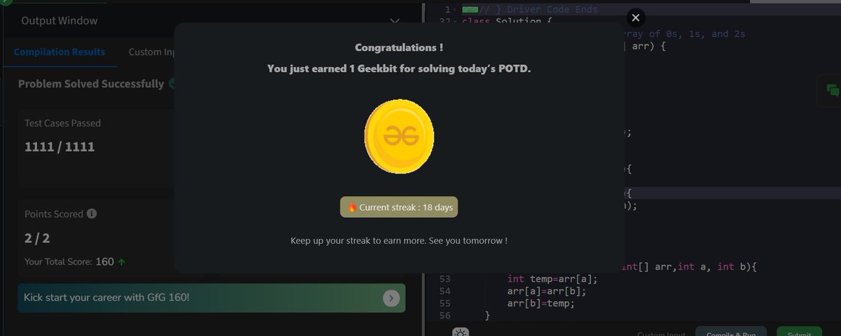 coding_century's tweet image. Starting the Day with #gfg160 and #Strivers_DSA_Playlist kick off the morning! 🚀💻