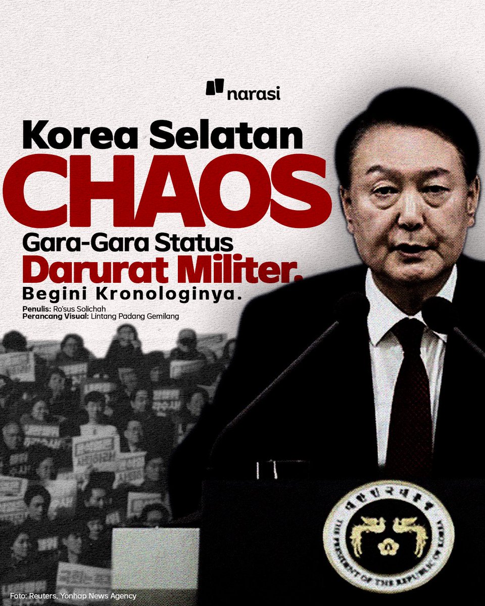 NarasiNewsroom's tweet photo. “Eh, kemarin kayanya Korea Selatan umumin darurat militer? Kok tapi katanya udah dicabut? Gimana sih yang bener?”

Udah aku rangkumin di sini kok, silakan disimak ya biar #JadiPaham 😘

| Narasi Daily https://t.co/iDuql7Cz3D