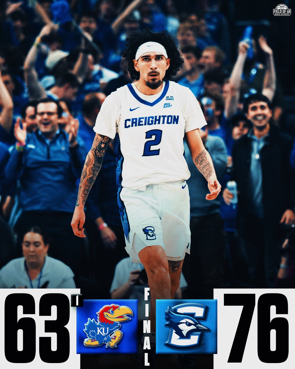 🚨 CREIGHTON RUNS NO. 1 OUT THE BUILDING 🚨

<a href="/BluejayMBB/">Creighton Men’s Basketball</a> BLOW OUT Kansas! 👀🔥