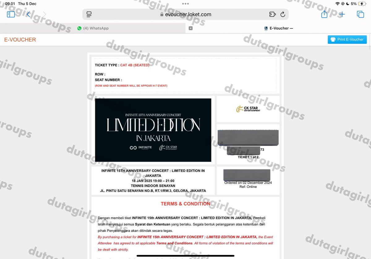 dutagirlgroups's tweet photo. WTS | WANT TO SELL | JUAL

INFINITE 15TH ANNIVERSARY CONCERT : LIMITED EDITION IN JAKARTA 

CAT 4B (avail 2 tix)

💰Harga web + fee
✅ Book by DP
✅ Sisa COD
✅ Diuruskan sampai wb
✅ Foreigner , have PayPal

DM if interested

lfb wtb want to buy vip cat 1 2 2a 2b 2c 3 4 4a 5a 5b https://t.co/yNxUZlWVka