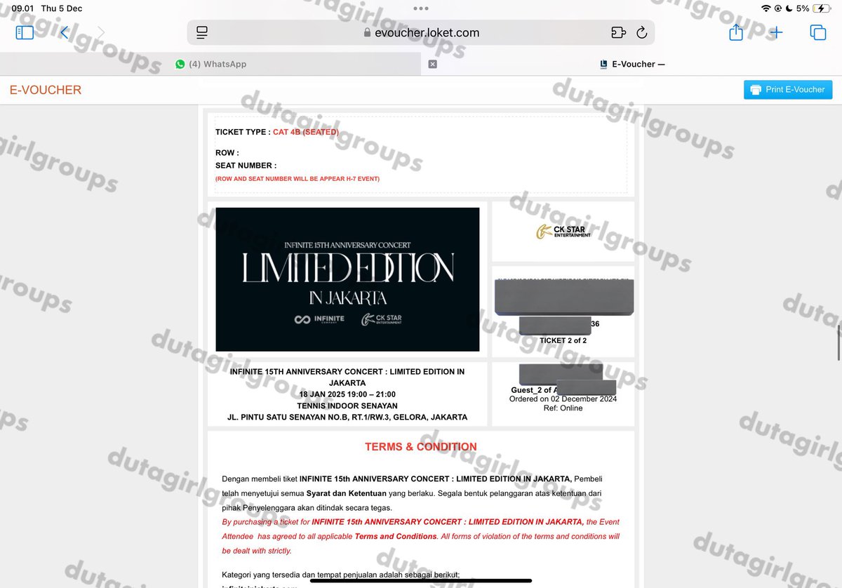 dutagirlgroups's tweet photo. WTS | WANT TO SELL | JUAL

INFINITE 15TH ANNIVERSARY CONCERT : LIMITED EDITION IN JAKARTA 

CAT 4B (avail 2 tix)

💰Harga web + fee
✅ Book by DP
✅ Sisa COD
✅ Diuruskan sampai wb
✅ Foreigner , have PayPal

DM if interested

lfb wtb want to buy vip cat 1 2 2a 2b 2c 3 4 4a 5a 5b https://t.co/yNxUZlWVka