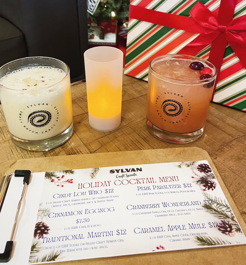 SLcraftspirits's tweet photo. Get into the Spirit of the season with our Holiday Cocktail Menu featuring Easy Vodka and Sylvan Craft Spirits🍸🎄✨ https://t.co/p3ZaBwTWuS