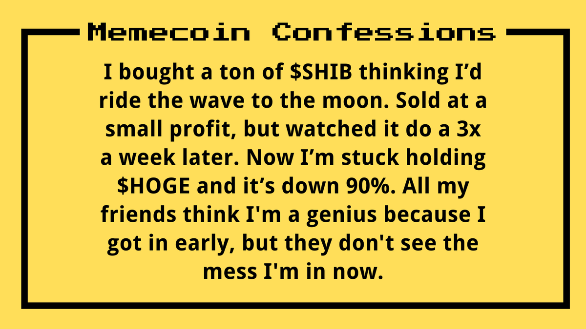 Now I’m stuck holding $HOGE and it’s down 90%.