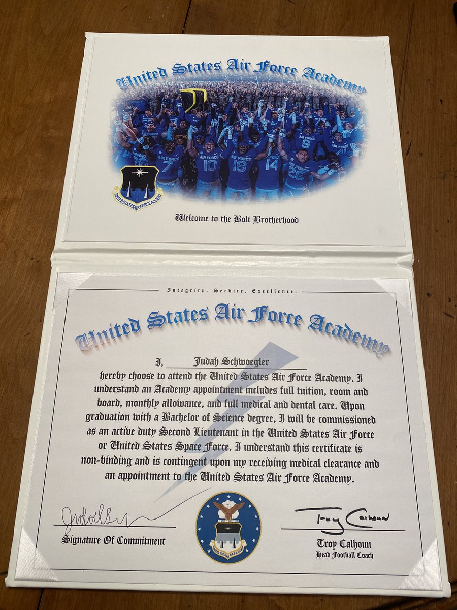 Officially signed <a href="/AF_Football/">Air Force Football</a> All glory to God for allowing me to continue to play this game that I love!! <a href="/chadcawood/">Chad Cawood</a> <a href="/StillH2OLcoach/">Charlie Johnson</a> <a href="/CoachDA98/">Derrick Anderson</a> <a href="/CoachLobotzke/">Steed Lobotzke</a> <a href="/CoachLamAF/">Ken Lamendola</a> <a href="/CoachTCalhoun/">Troy Calhoun</a>