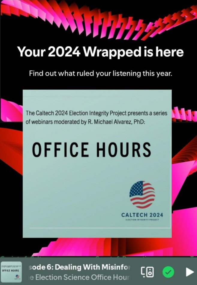 michelleshafer's tweet photo. OK, if #ElectionScience Office Hours with @Caltech's @rmichaelalvarez did not top your @Spotify Wrapped, are you even an #ElectionGeek? 😉
If you haven't yet listened, go here and subscribe:
https://t.co/jO7urb6m0x https://t.co/gcKqwoLFDZ