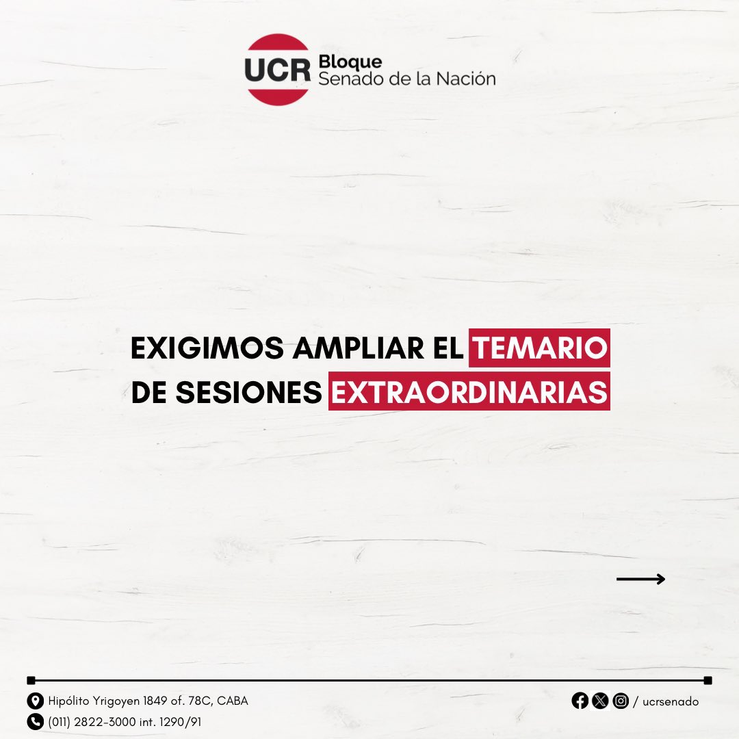 blancopabloda's tweet photo. Desde el Bloque de Senadores de la UCR exigimos la ampliación del temario de sesiones extraordinarias. Es imprescindible discutir el presupuesto y sumar temas que están listos para ser aprobados y son de gran interés para la gente. El gobierno no puede darles la espalda. https://t.co/Bji1EslqSW