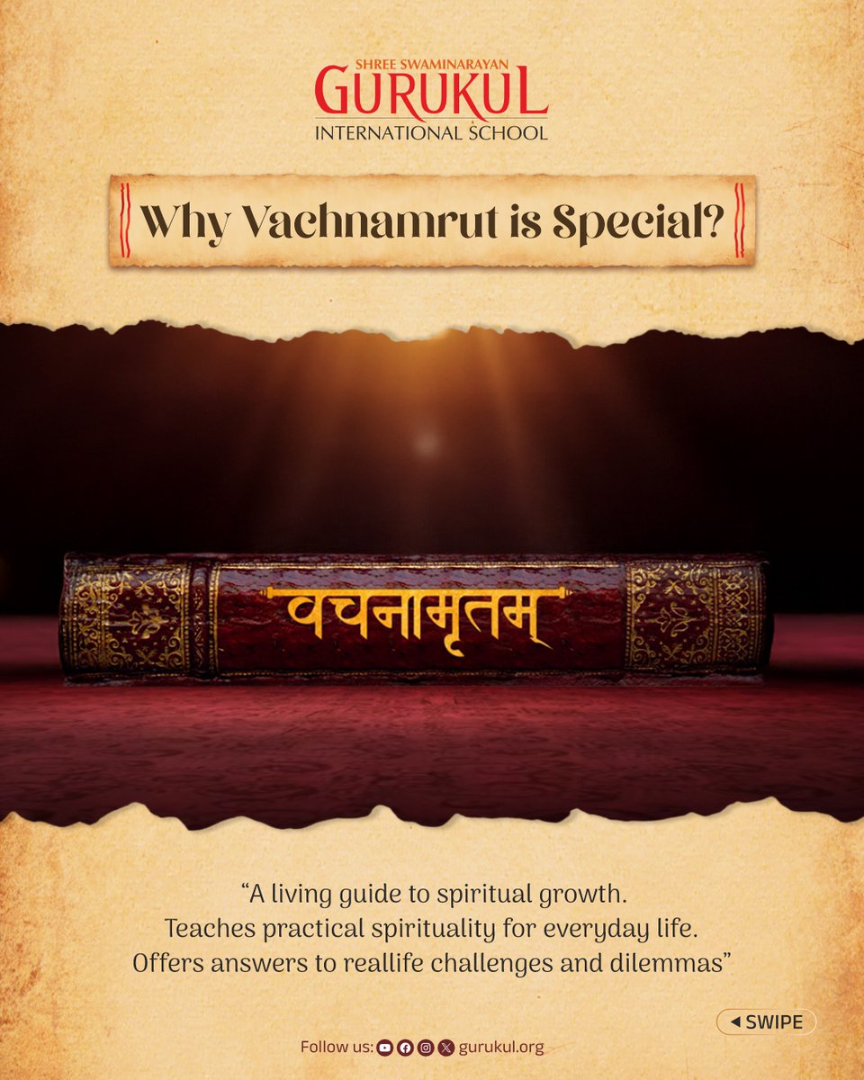 gurukul_org's tweet photo. Let us immerse ourselves in the timeless wisdom of the Vachanamrut, where Bhagwan Swaminarayan unveiled the essence of spirituality. 🙏

For More: https://t.co/DHuiY5UIdK

#vachnamrut #gurukul #Swaminarayan #scripture https://t.co/y274aPWX8T