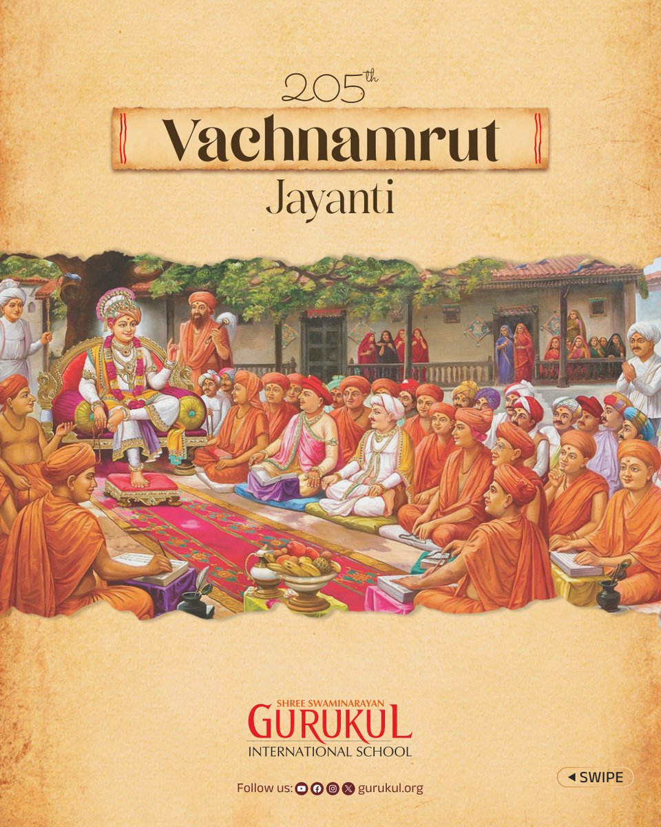 gurukul_org's tweet photo. Let us immerse ourselves in the timeless wisdom of the Vachanamrut, where Bhagwan Swaminarayan unveiled the essence of spirituality. 🙏

For More: https://t.co/DHuiY5UIdK

#vachnamrut #gurukul #Swaminarayan #scripture https://t.co/y274aPWX8T