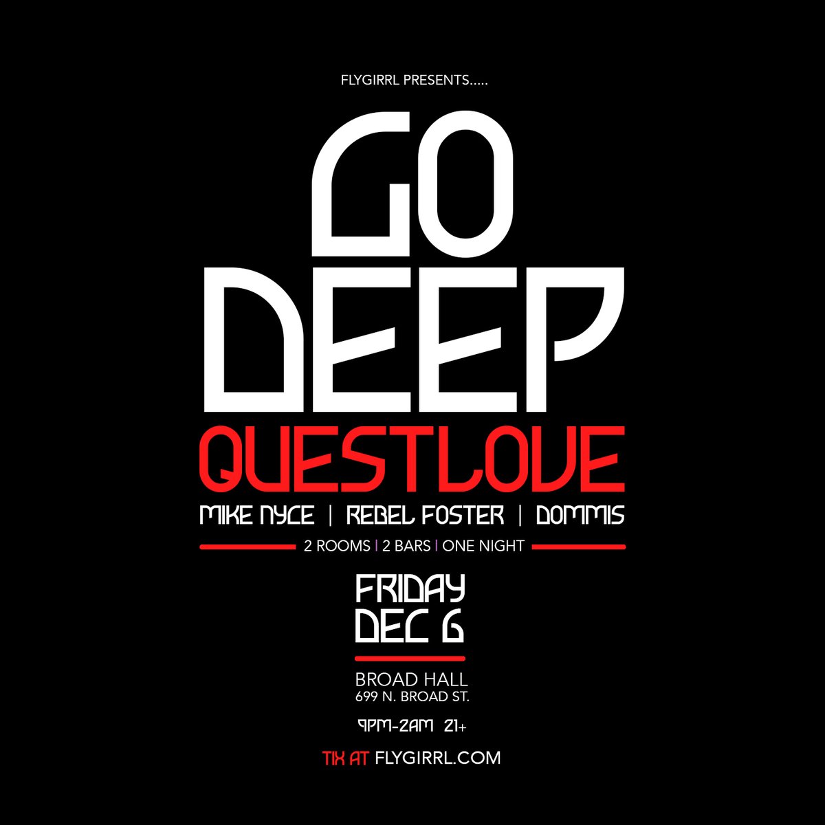 This Friday! 2 rooms, 4 DJ's, 1 night! Don't miss it. Grab tickets! eventbrite.com/e/go-deep-with…