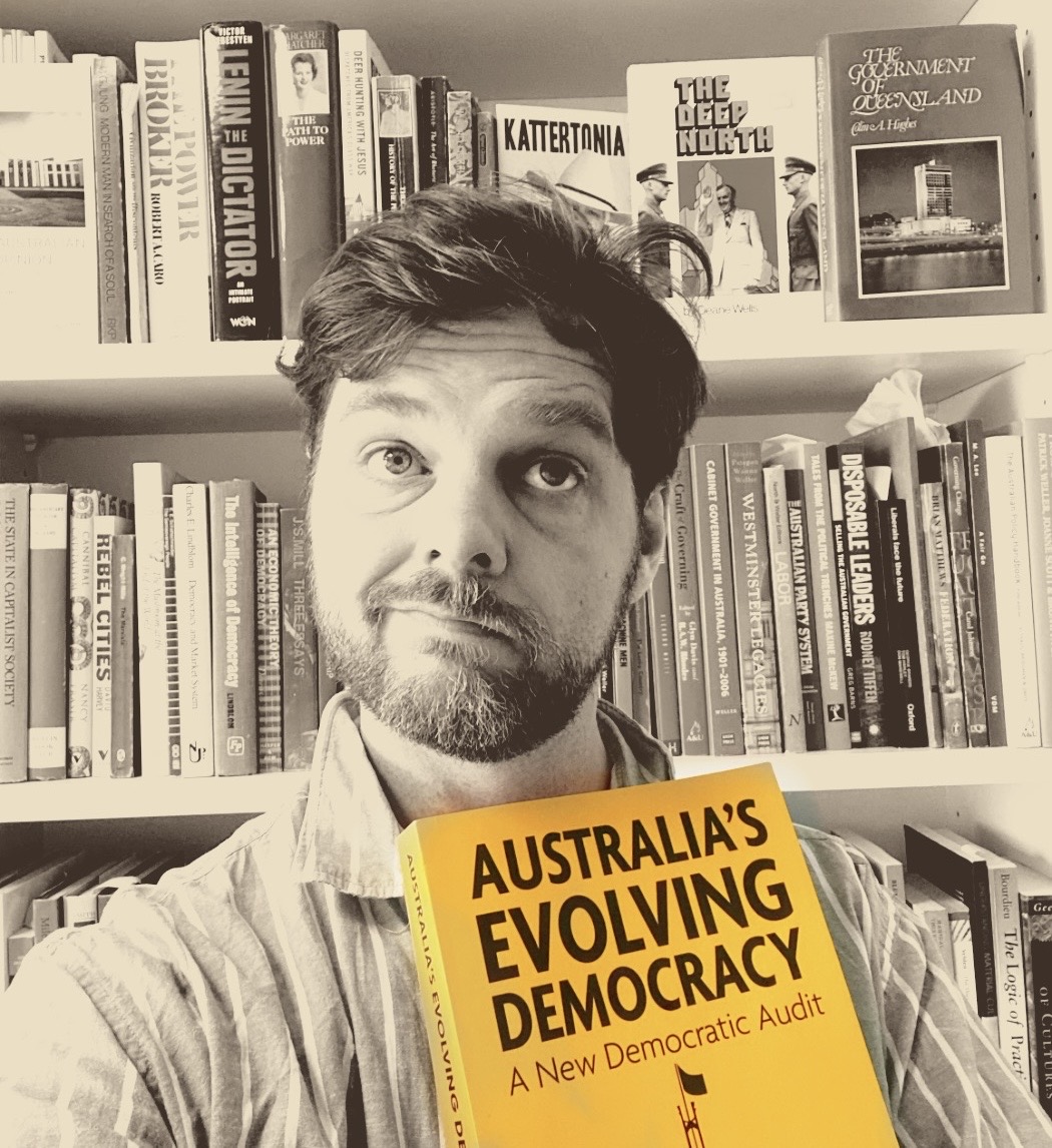 pandanus_petter's tweet photo. Brighten up your day with a dig into Australia's Evolving Democracy: A New Democratic Audit from @LSEPress  
With a particularly illuminating chapter by @Cosmo_Howard  and I on ongoing challenges in Queensland and an all-star cast of other OzPol luminaries - open access? Yep! https://t.co/R4y3YTvHNR