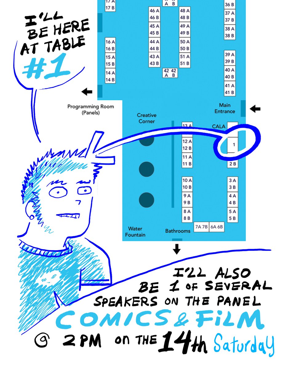 Hey, I'll be tabling at this years CALA Comic Arts LA from December 14th-15th. I will have books, bags, shirts, and OG art available at table #1. I'll also be on a panel at 2pm the first day :) Hope to see you there! 