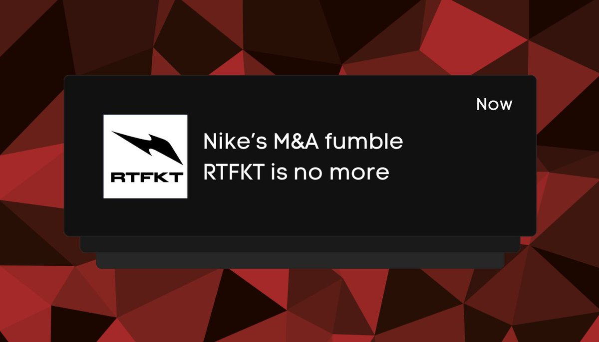 RTFKT, the NFT digital fashion pioneer bought by Nike for 1B in 2021, is set to close. A bittersweet moment for web3, but also a powerful reminder of the pace of innovation &amp; the importance of sustainable growth.
Lessons for M&amp;A in web3...?
📖 Read more: ape.law/blog/nike-fumb…