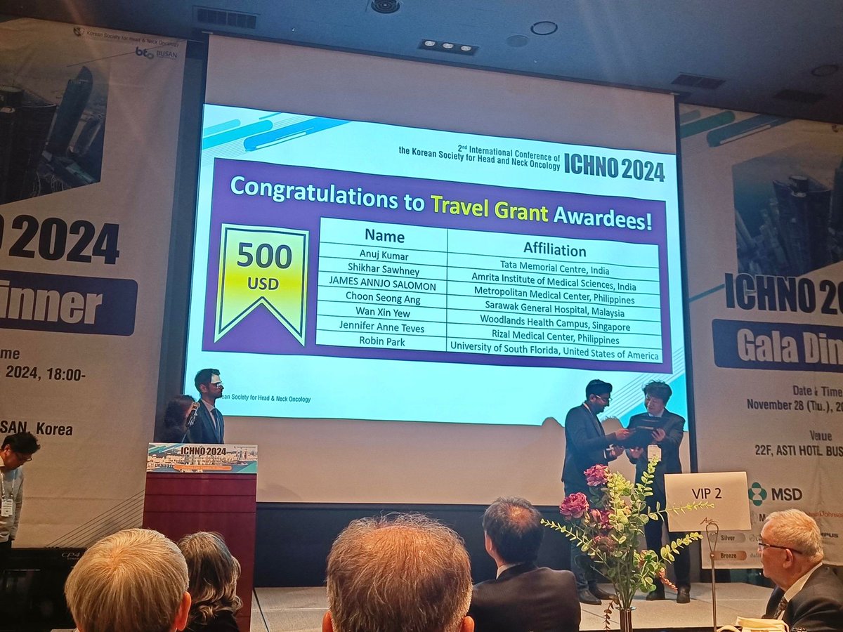 TMC Radiation Oncology (@radonctmc) on Twitter photo Hearty congratulations to our faculty <a href="/AnujkumarTvm/">Anuj Kumar</a> for receiving a Travel Grant at the International Conference of Head and Neck Oncology (ICHNO) 2024, held in Busan, South Korea for an oral presentation "Impact of RT volumes on patterns of failure in oral cancers with PNI" 🎉🎓 Hearty congratulations to our faculty <a href="/AnujkumarTvm/">Anuj Kumar</a> for receiving a Travel Grant at the International Conference of Head and Neck Oncology (ICHNO) 2024, held in Busan, South Korea for an oral presentation "Impact of RT volumes on patterns of failure in oral cancers with PNI" 🎉🎓