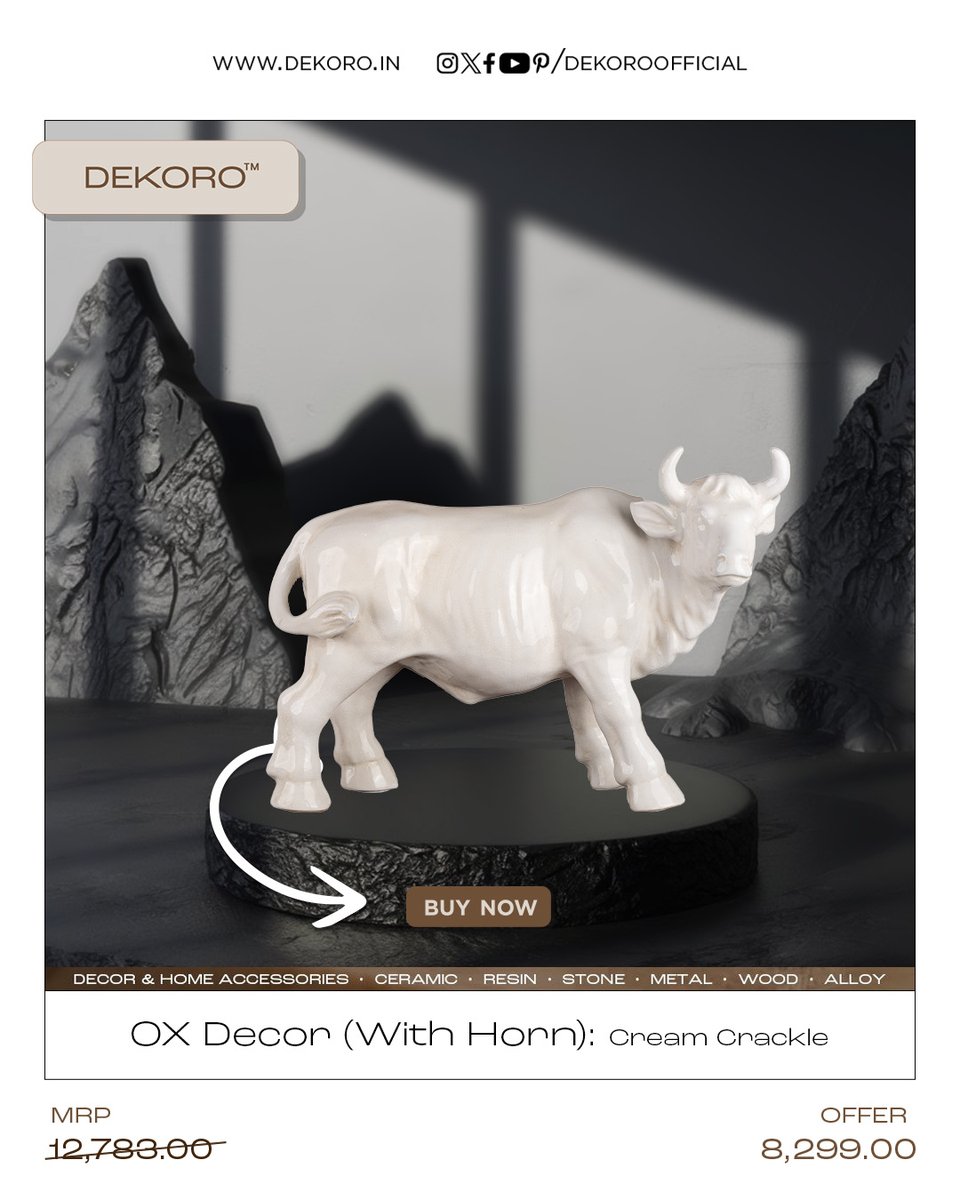 DekoroOfficial's tweet photo. Introduce a bold statement piece to your decor with our ox!💫 
--------------------------- 
Shop now at https://t.co/UuUZAIj7kF 
--------------------------- 
#Dekoro #Decor #HomeDecor #HomeAccessories #OxDecor #StyleYourSpace #LuxuryDecor #ShopNow #Fyp https://t.co/Y82mnAuxfk