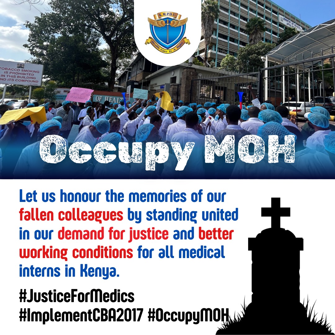 Leo ndio ile siku!!!
We will occupy and camp at MoH until all medical interns are paid as per the CBA terms!!

#JusticeForMedics 
#ImplementCBA2017 
#OccupyMOH
#MafyaHouseThieves
#MulongoMustGo