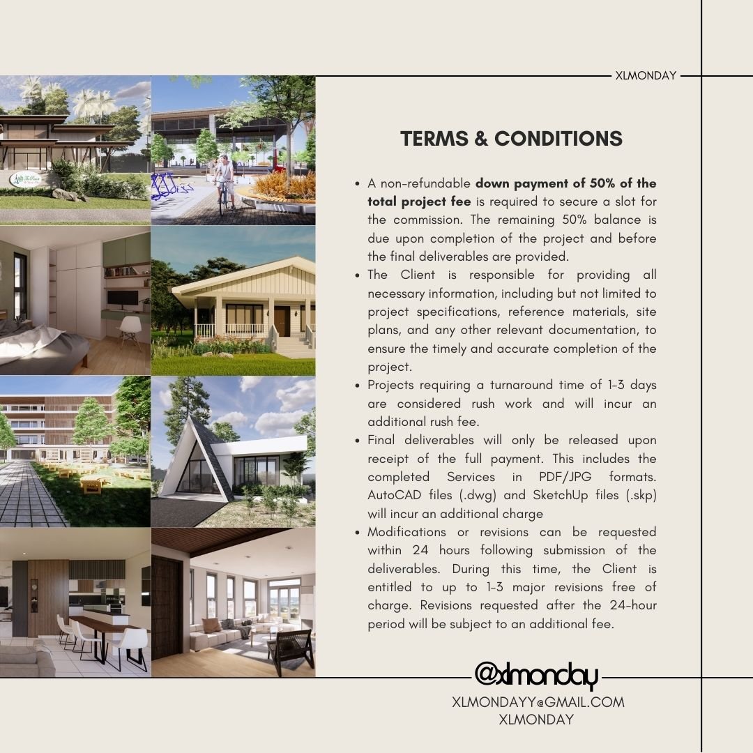 xlmonday's tweet photo. Open for Rush and Non-Rush Archi Comms! ✨

I’m now accepting architectural projects and would love to work with you. DM me for inquiries—I look forward to collaborating on your vision!⛅️

🏷️AutoCAD SketchUp Rendering 2D &amp; 3D Modeling Drafting Bill of Materials Budget-friendly https://t.co/MD1sbYgbC0