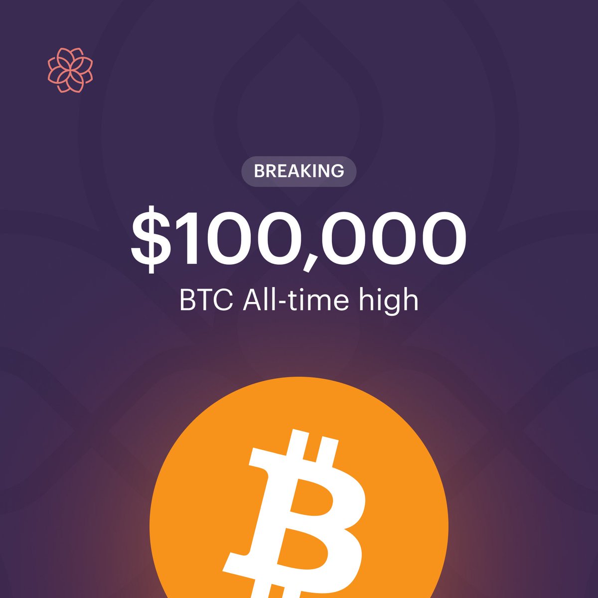A historic moment: #Bitcoin breaks $100,000 🚀
We are thrilled to share this historic moment with you, and look forward to the endless possibilities ahead.