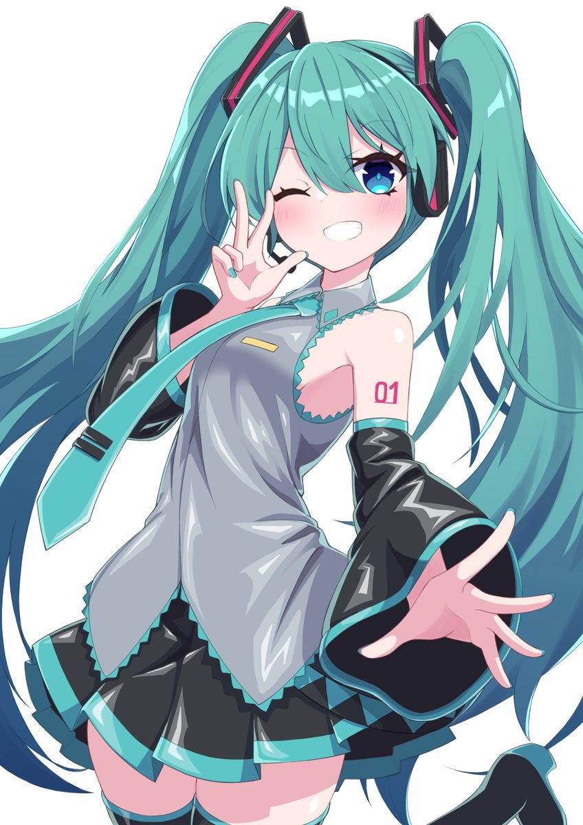 初音ミク「たまには普通の#初音ミク 」|まがつきのイラスト