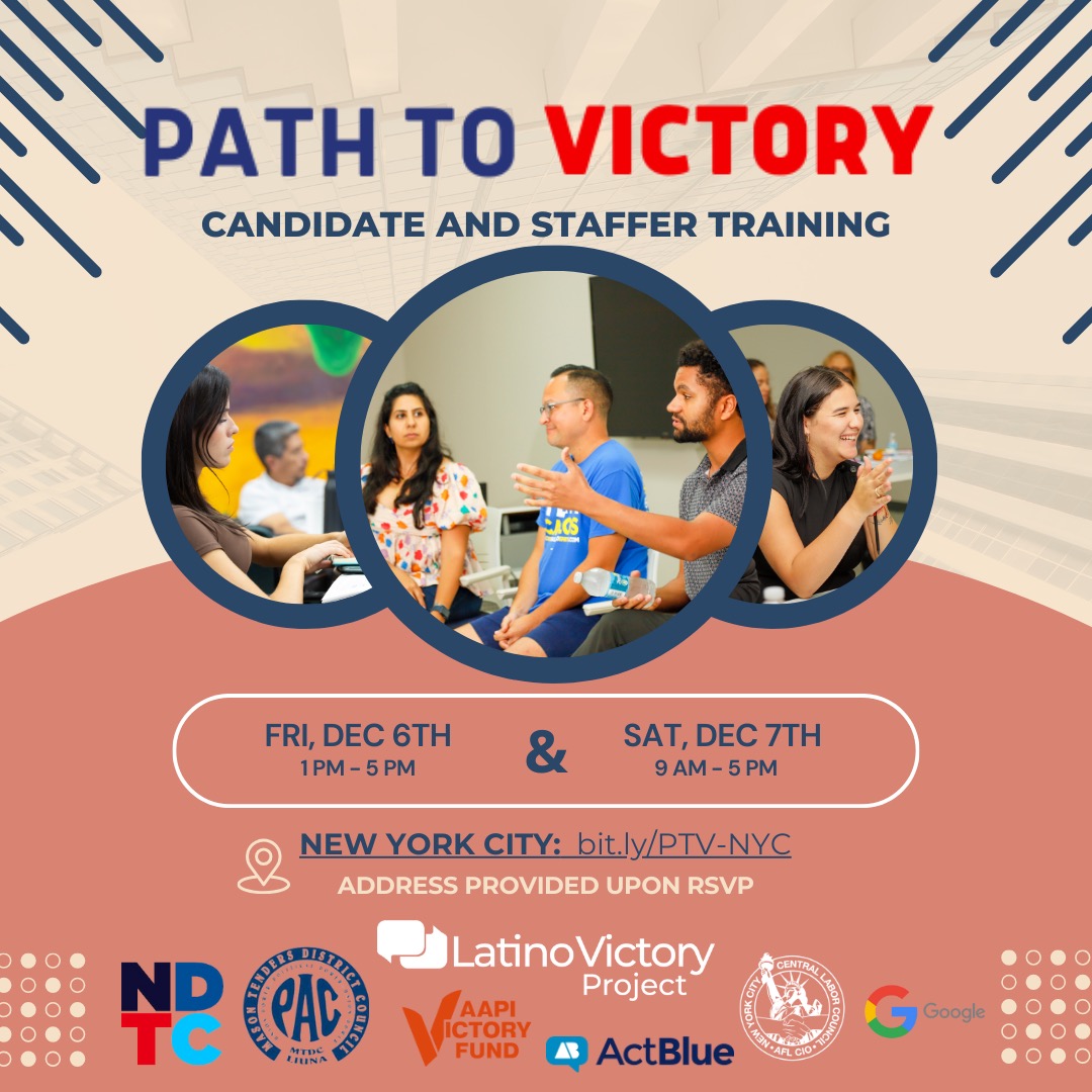 Join us this weekend - bit.ly/PTV-NYC  <a href="/latinovictoryus/">Latino Victory</a> <a href="/LatinaCivicPAC/">Latina Civic PAC</a> <a href="/LatinaCivicAct/">Latina Civic Action</a>  <a href="/AAPIVictoryFund/">AAPI Victory Fund</a> <a href="/CollectivePAC/">Collective PAC</a> <a href="/MasonTenders/">Mason Tenders' District Council</a>