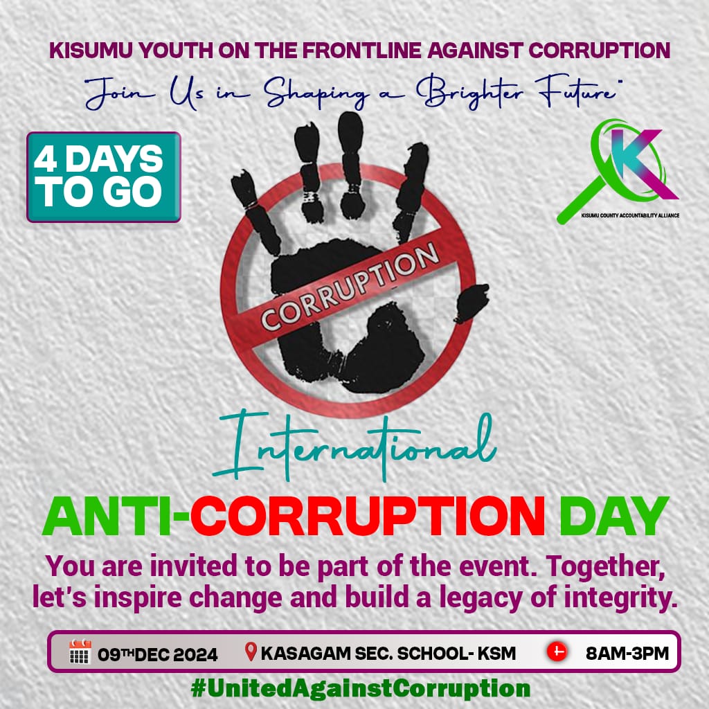Do you know how Corruption derails development in the country?

#UnitedAgainstCorruption
#KisumuYouthAgainstCorruption