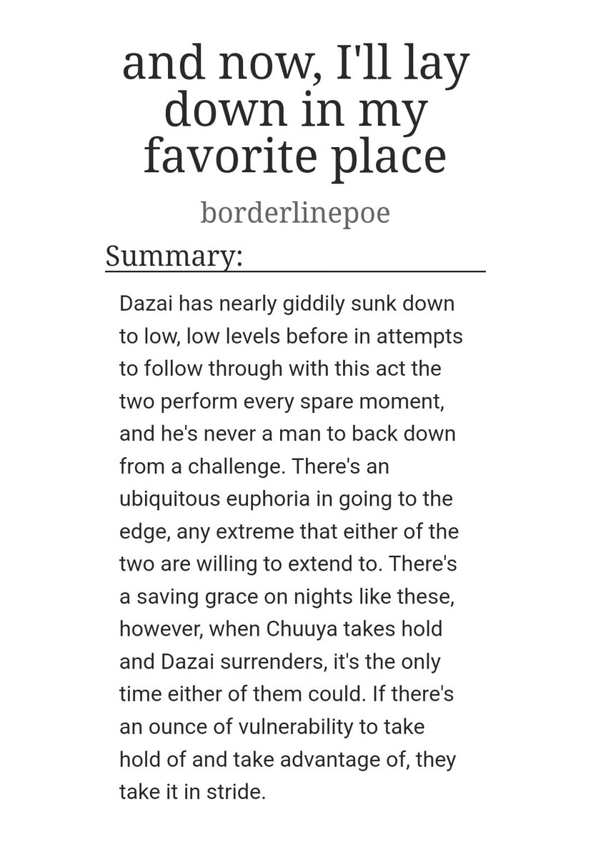 borderlinepoe's tweet photo. 🔞 'and now, I'll lay down in my favorite place'
a (very) late #transchuuweek2024 day 2

★ porn w/ (some) feelings
★ service subtop dazai, dom bottom chuuya
★ pet play, collars/leashes, dumbification, praise &amp; degradation
★ 2.1k

https://t.co/r6qD5CeTB2 https://t.co/UXvwWkuKpx
