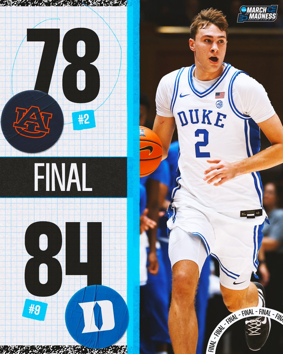 MarchMadnessMBB's tweet photo. NO. 9 DUKE OUTLASTS NO. 2 AUBURN 😤

The Blue Devils grab the win in a HUGE top-10 showdown 😈 https://t.co/S5tLbDktlN